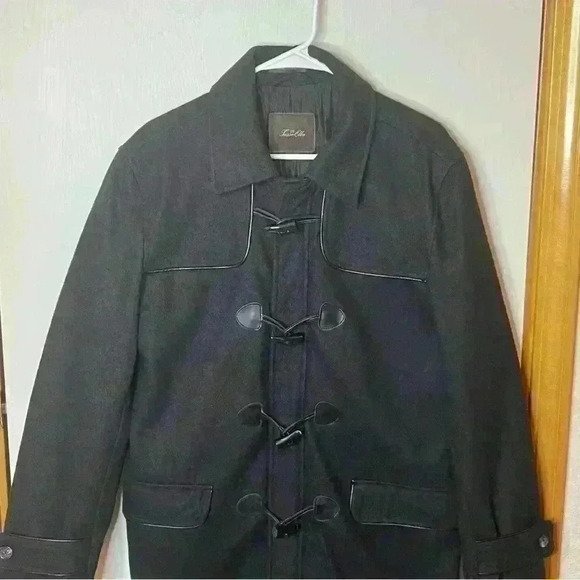 Tasso Elba Trench Coat Men’s Medium Black Wool Blend Duffle Parka Jacket Lined - Picture 2 of 12